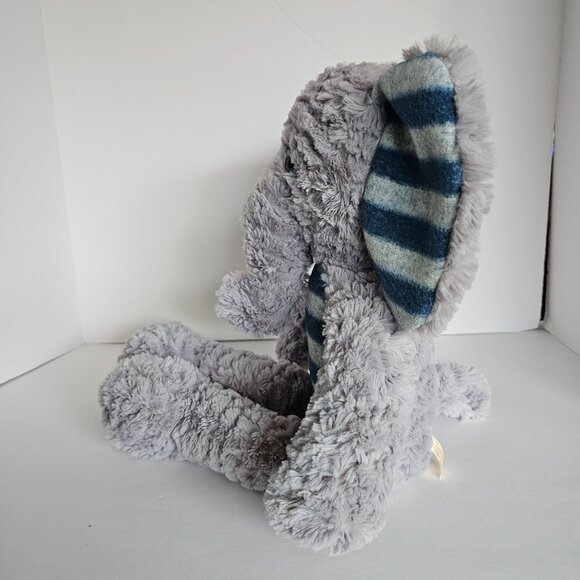 MTY Plush Elephant Toy Blue Gray With Striped Ears & Belly - Picture 4 of 7